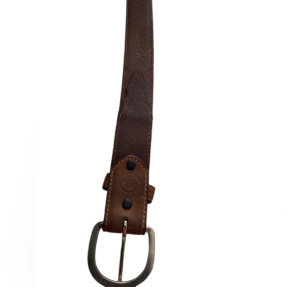 Suede Leather Brown Silver Belt
